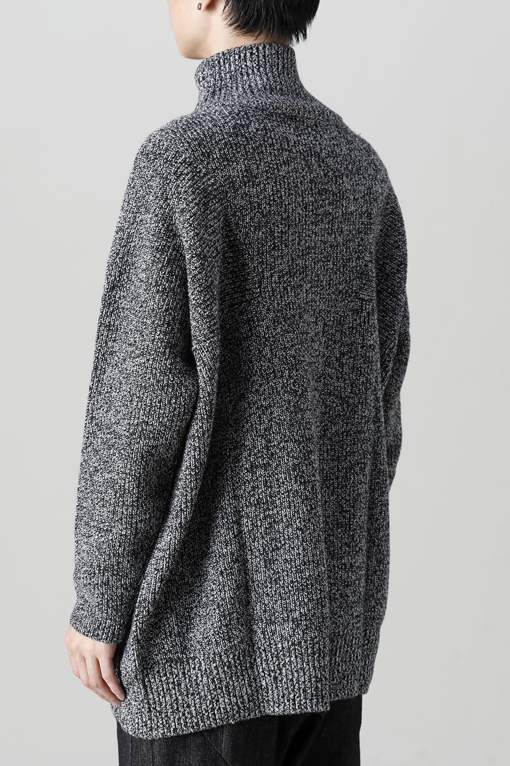 High neck knit cashmere Melange Black