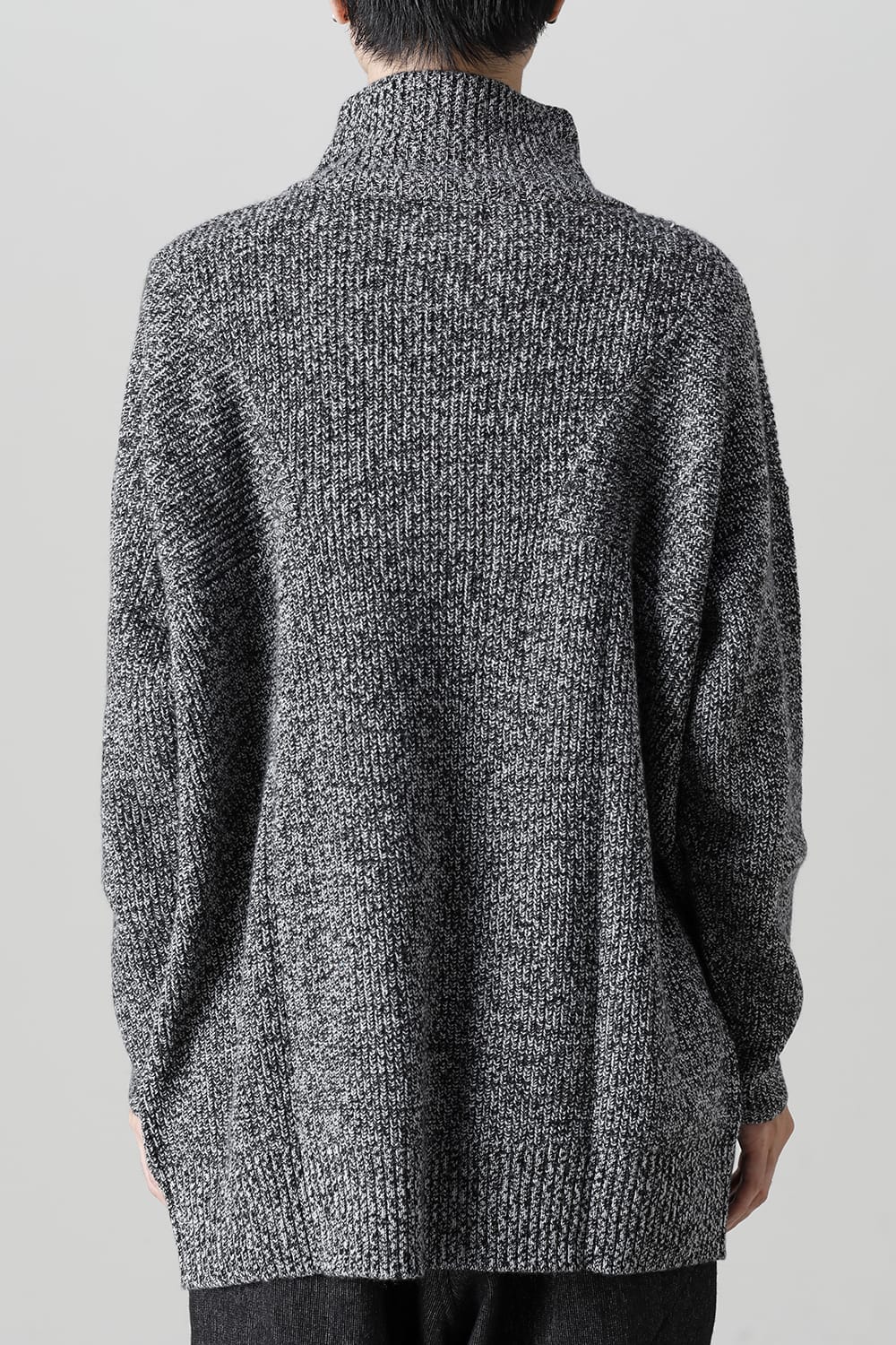 High neck knit cashmere Melange Black