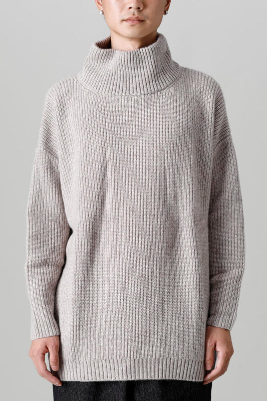 Hight neck knit cashmere Melange Gray