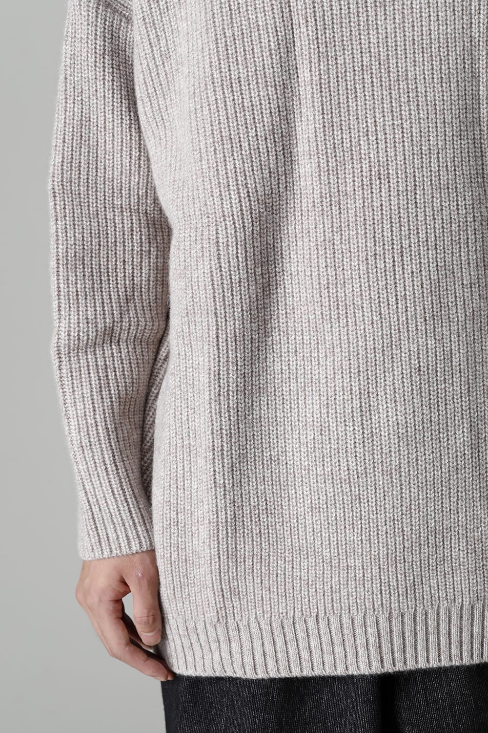 Hight neck knit cashmere Melange Gray