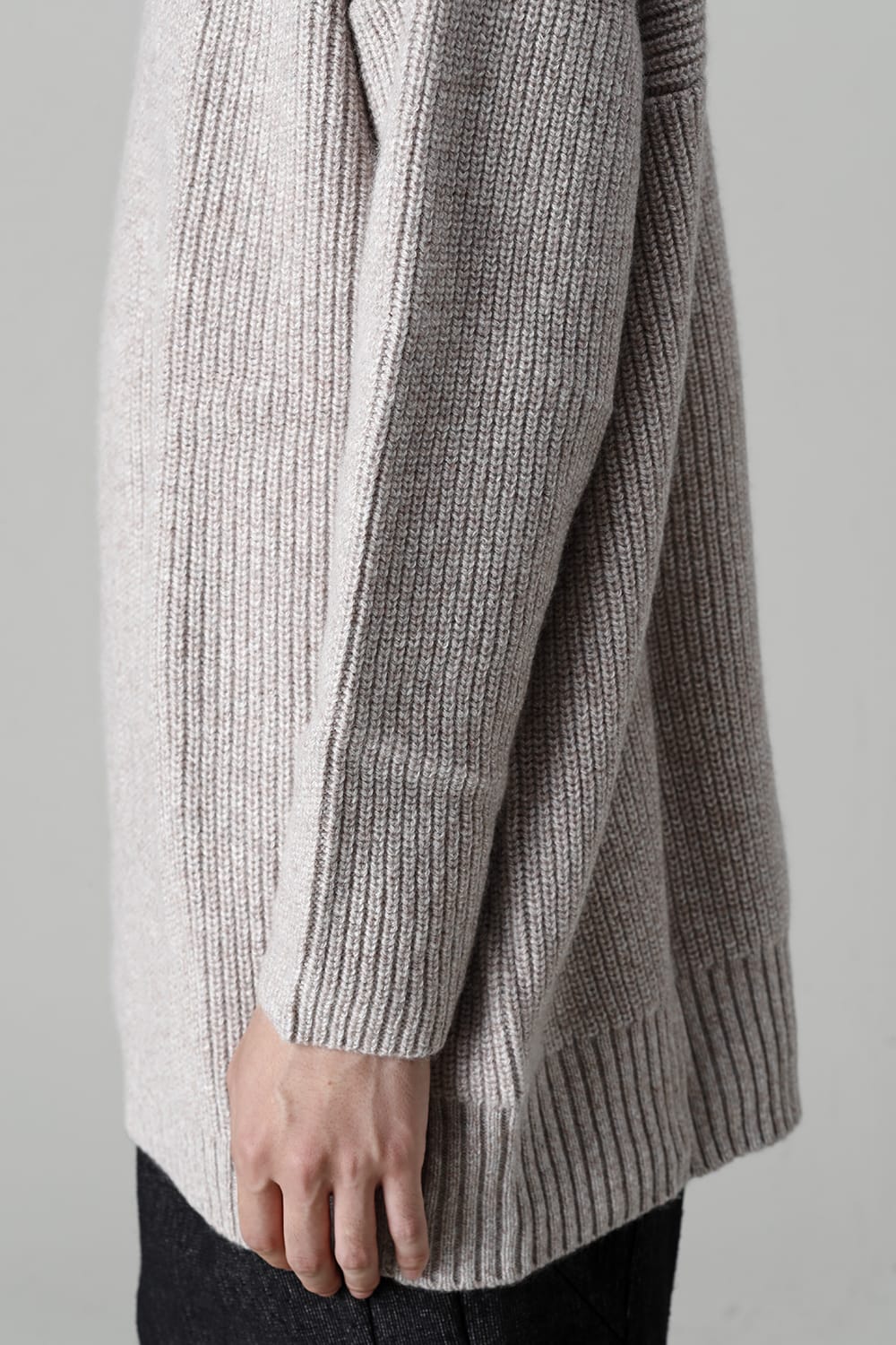 Hight neck knit cashmere Melange Gray