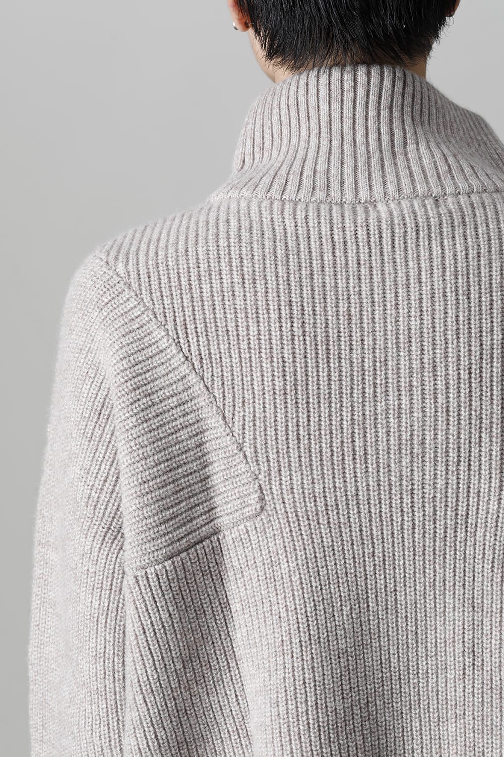 Hight neck knit cashmere Melange Gray
