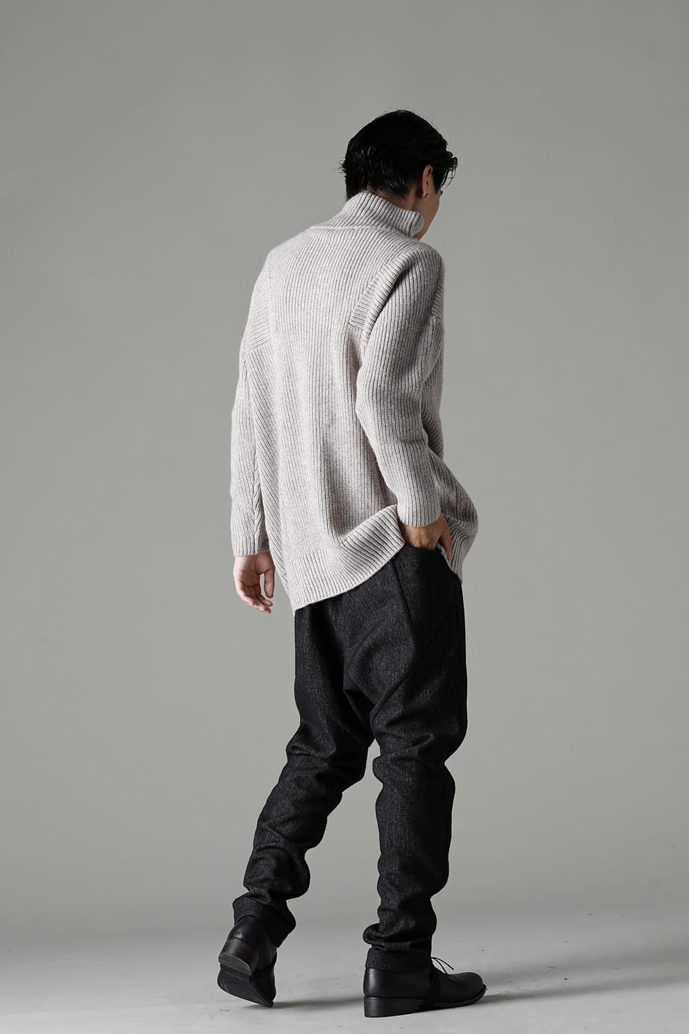 Hight neck knit cashmere Melange Gray