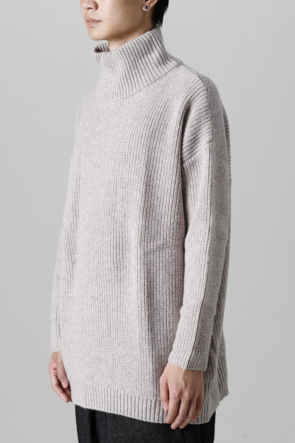 Hight neck knit cashmere Melange Gray
