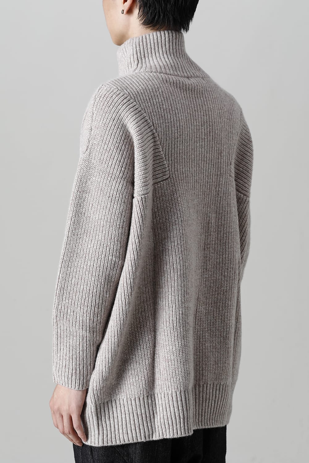 Hight neck knit cashmere Melange Gray