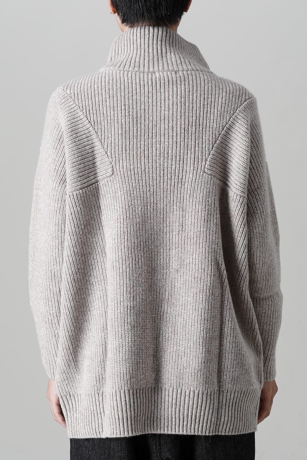 Hight neck knit cashmere Melange Gray