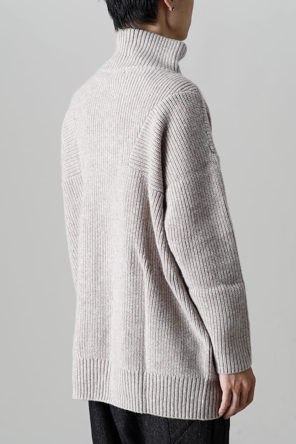 Hight neck knit cashmere Melange Gray