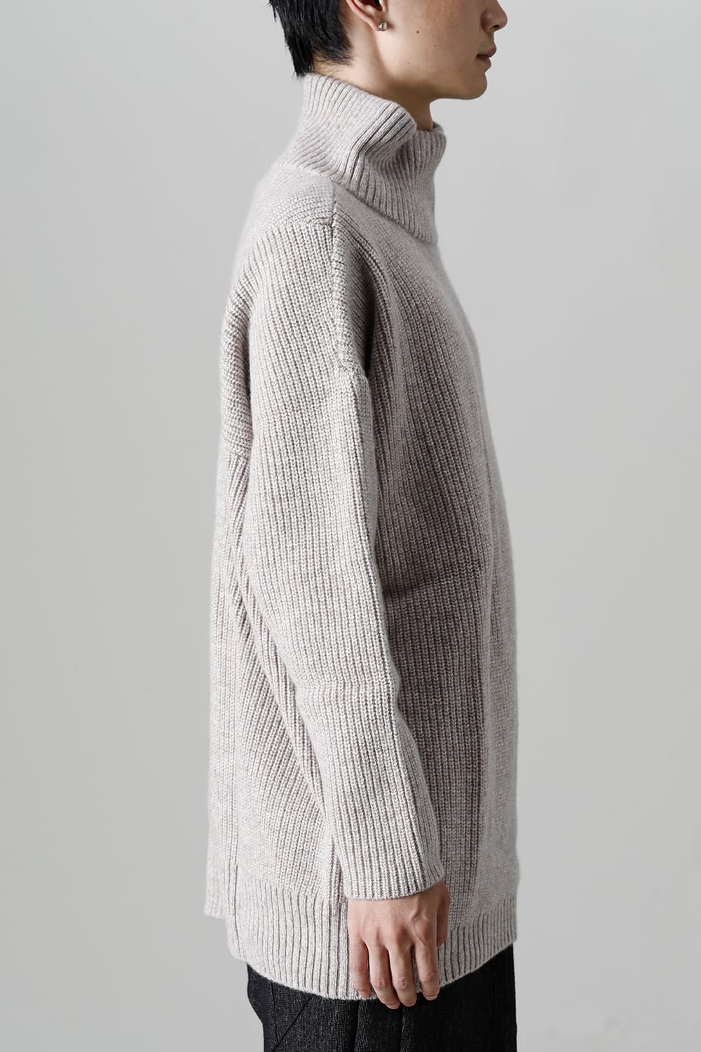 Hight neck knit cashmere Melange Gray
