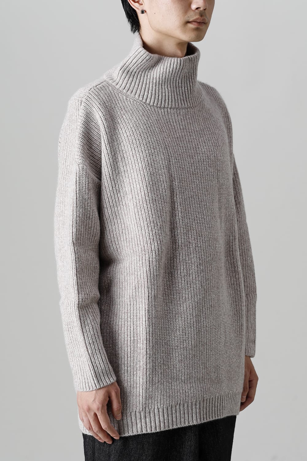 Hight neck knit cashmere Melange Gray