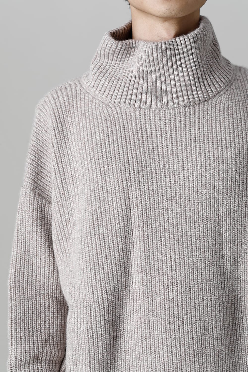 Hight neck knit cashmere Melange Gray