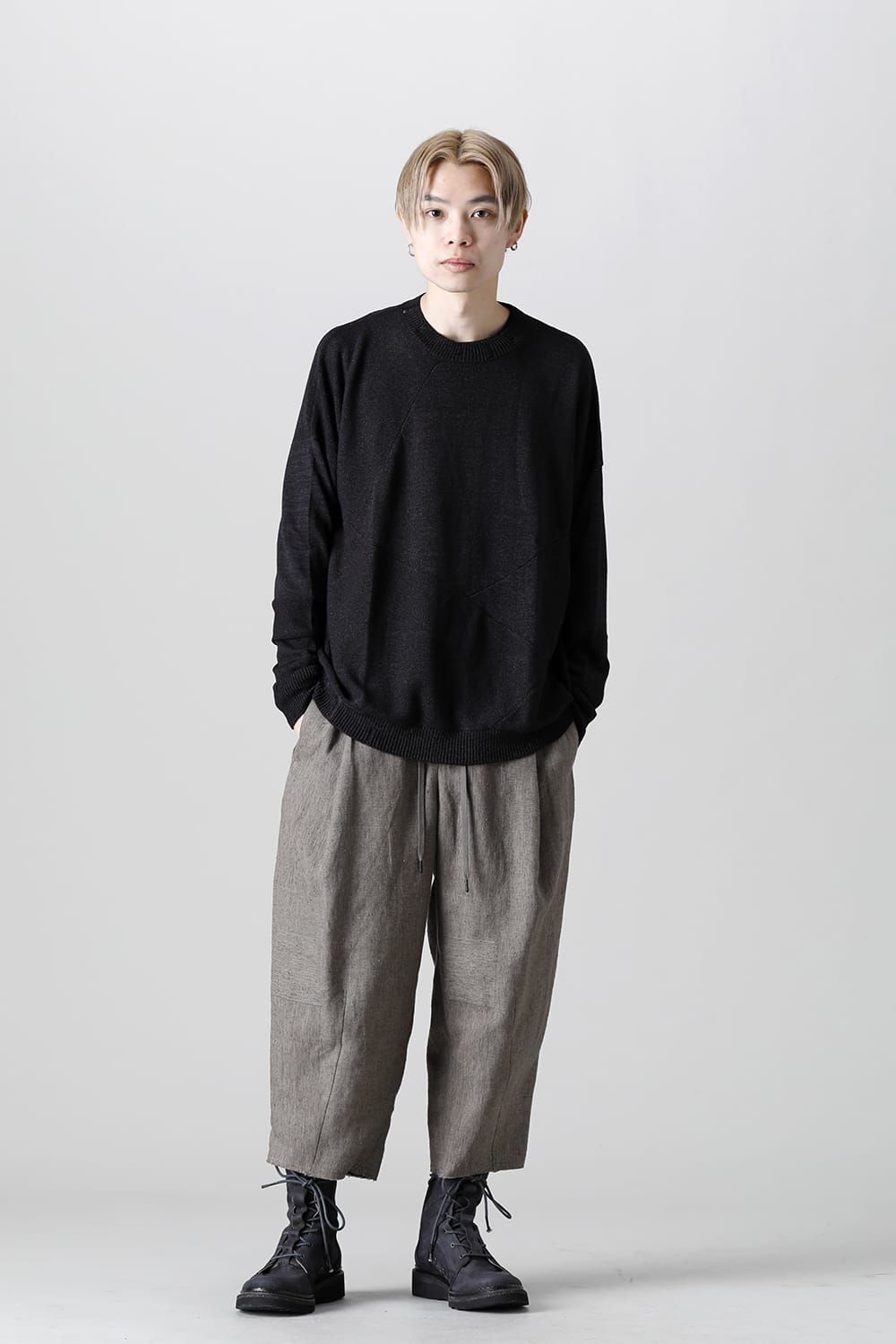 Knit long sleeve linen nylon combination