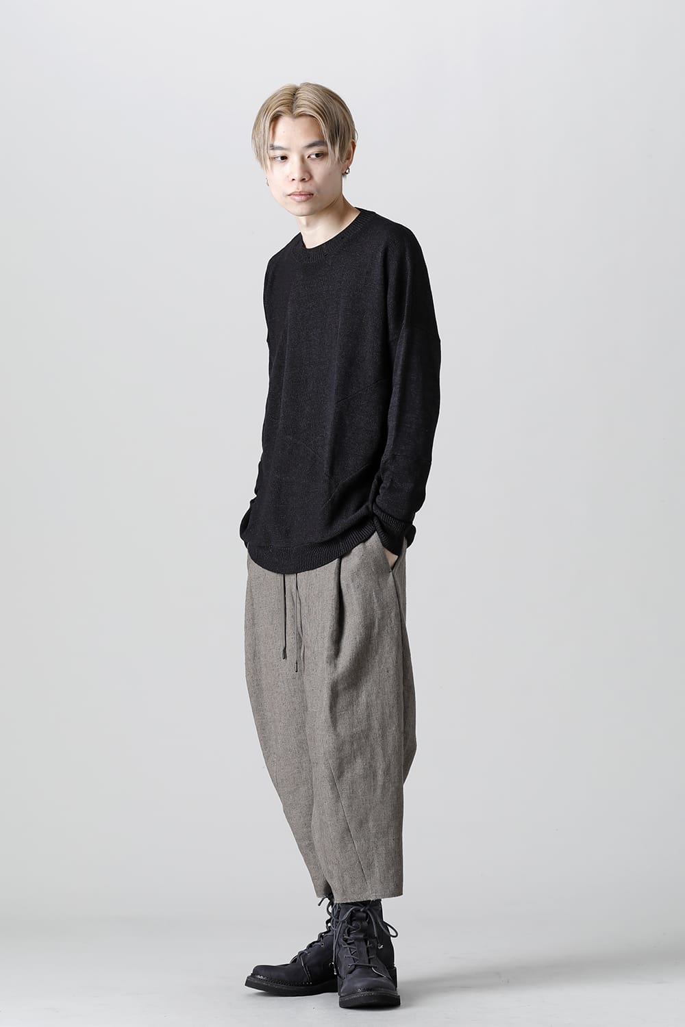 Knit long sleeve linen nylon combination
