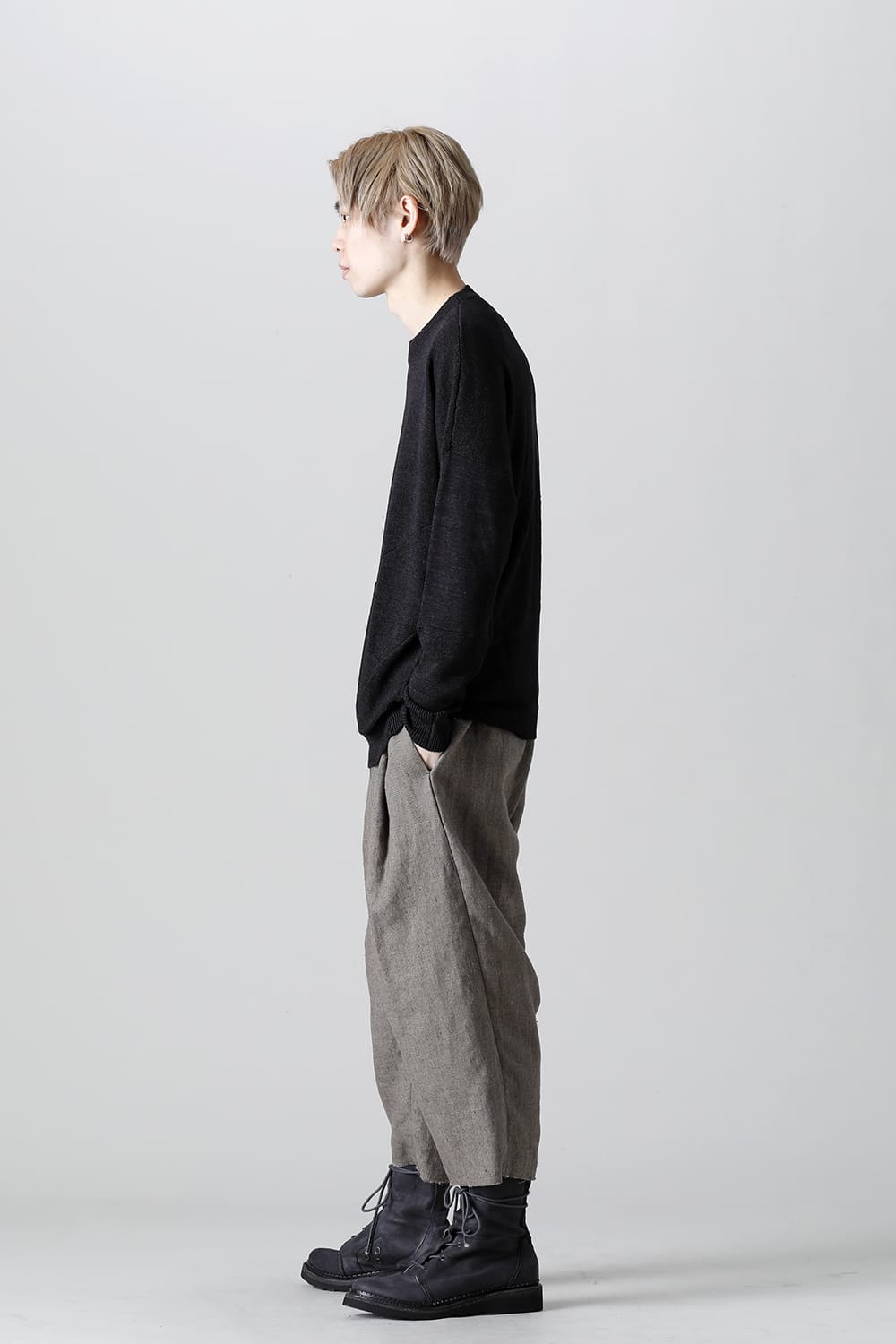 Knit long sleeve linen nylon combination