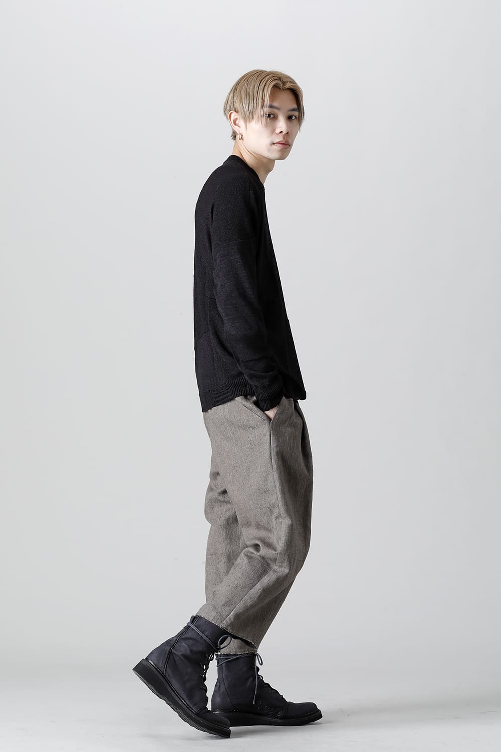 Knit long sleeve linen nylon combination