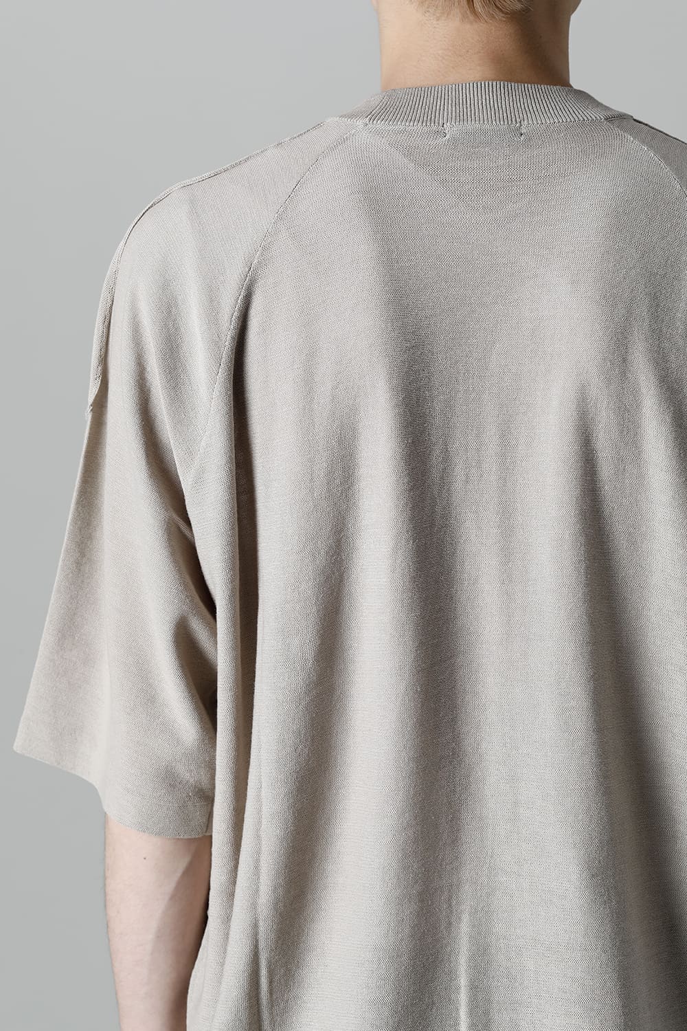 ルーズフィット ニットショートスリーブ シルク/コットン  ベージュグレー