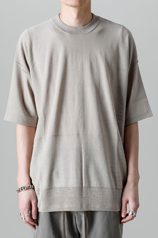 ルーズフィット ニットショートスリーブ シルク/コットン  ベージュグレー