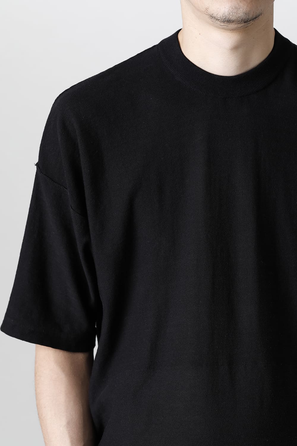 ルーズフィット ニットショートスリーブ シルク/コットン  ブラック