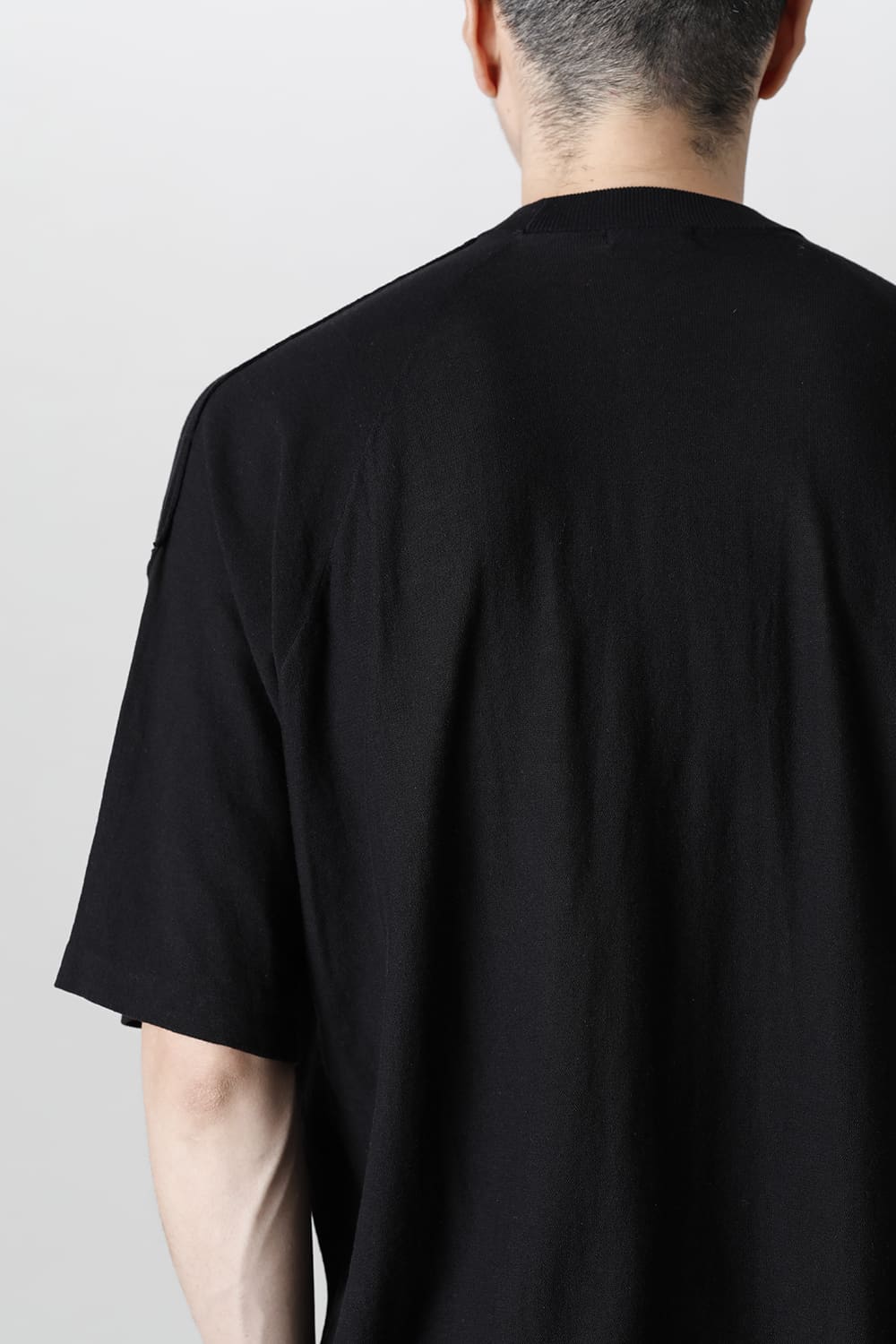 ルーズフィット ニットショートスリーブ シルク/コットン  ブラック