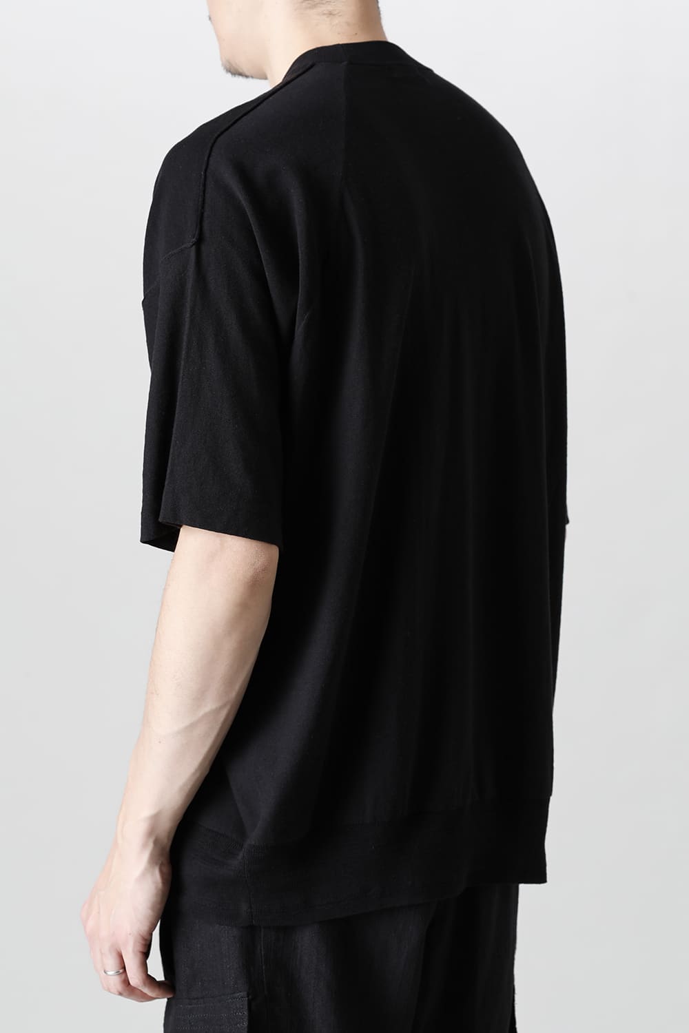 ルーズフィット ニットショートスリーブ シルク/コットン  ブラック