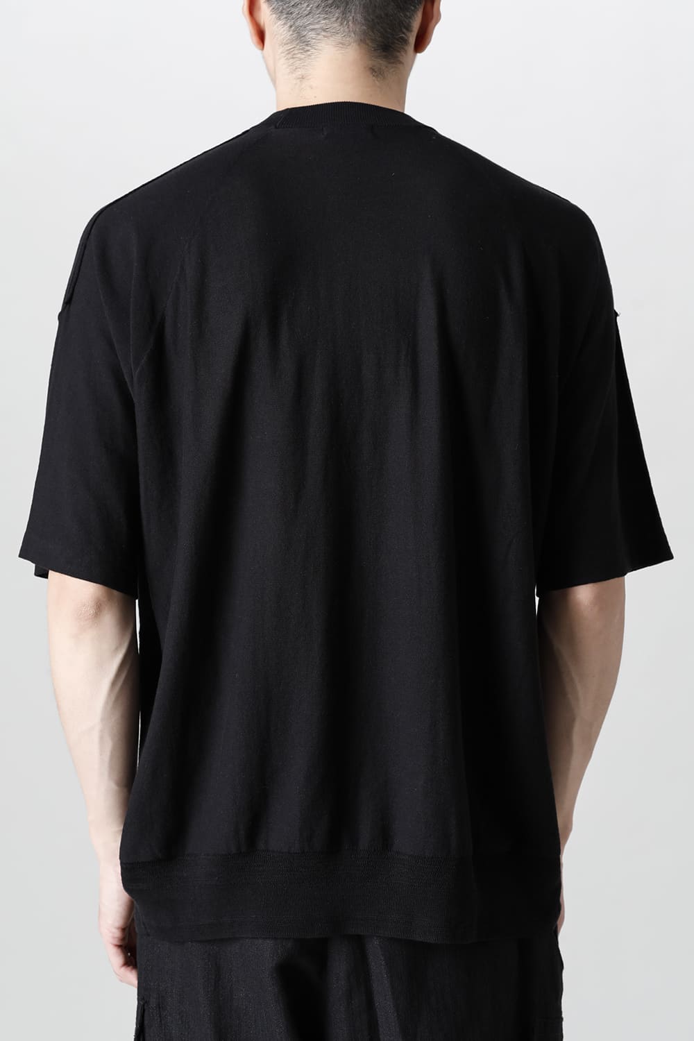 ルーズフィット ニットショートスリーブ シルク/コットン  ブラック