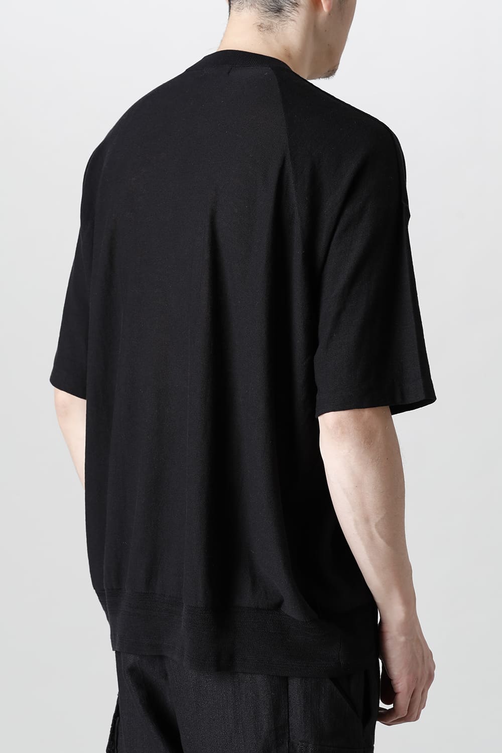 ルーズフィット ニットショートスリーブ シルク/コットン  ブラック