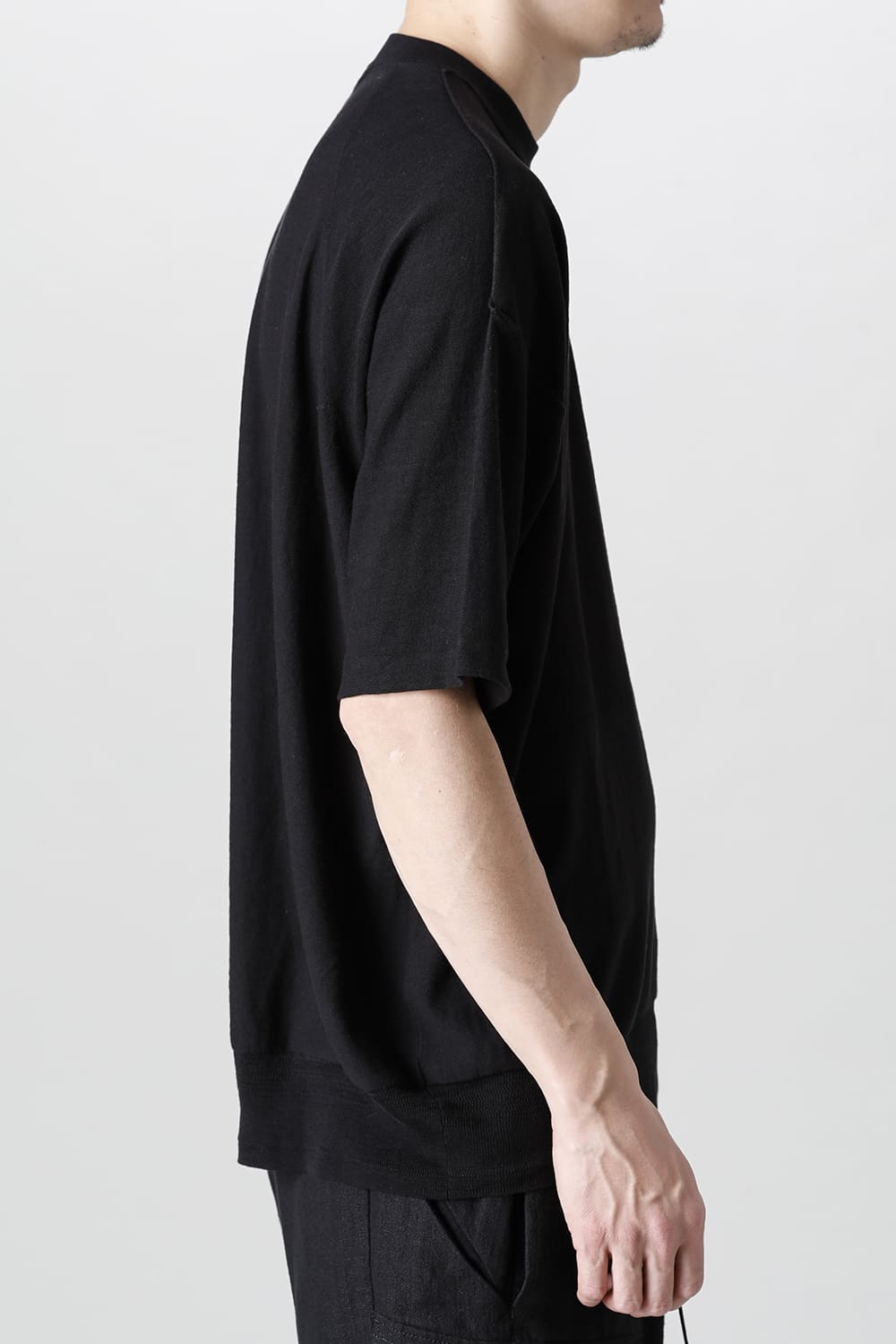 ルーズフィット ニットショートスリーブ シルク/コットン  ブラック