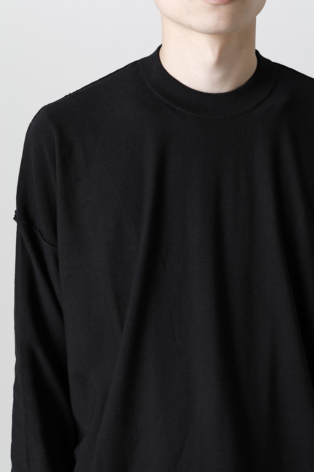 ルーズフィット ニットロングスリーブ シルク/コットン  ブラック