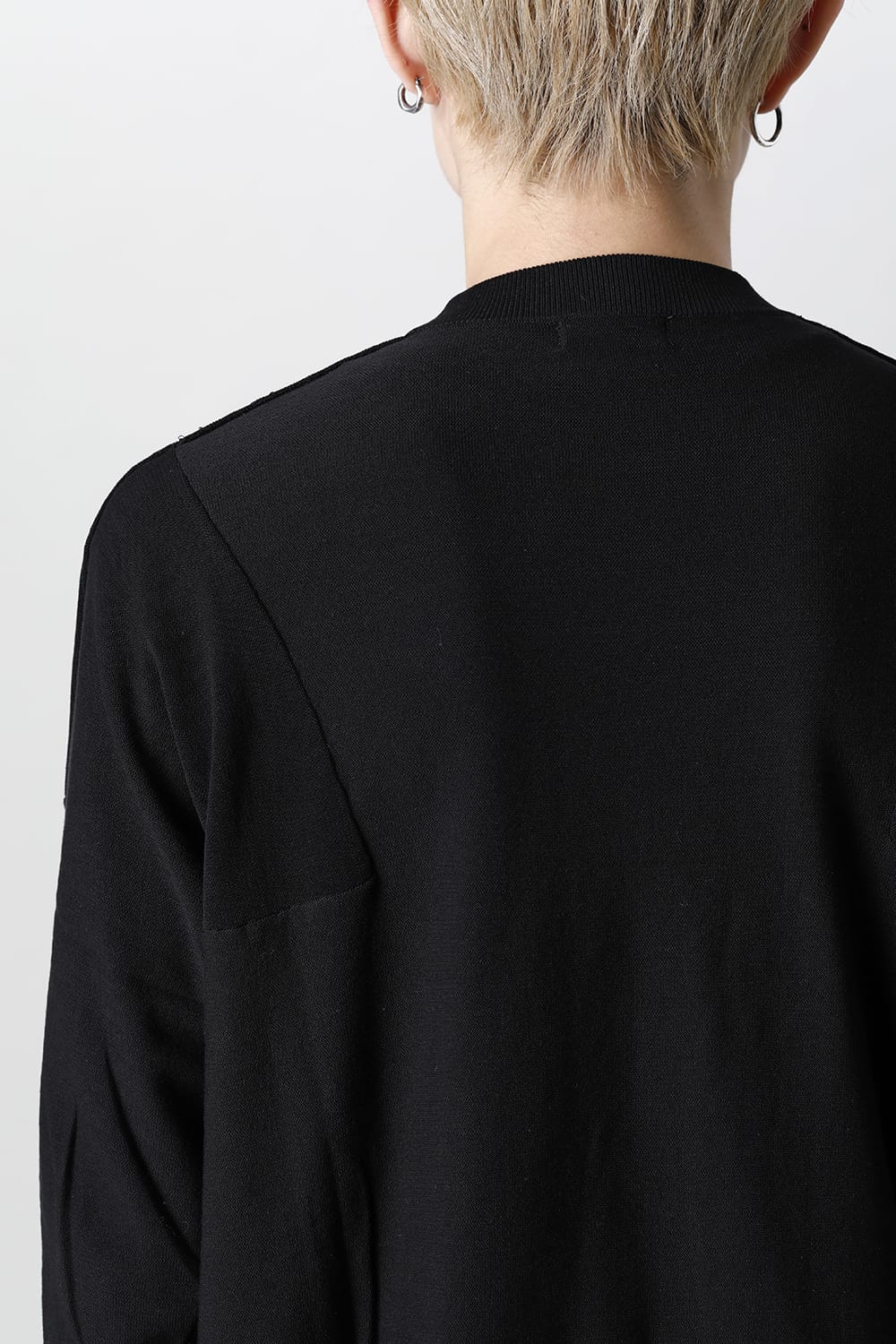 ルーズフィット ニットロングスリーブ シルク/コットン  ブラック