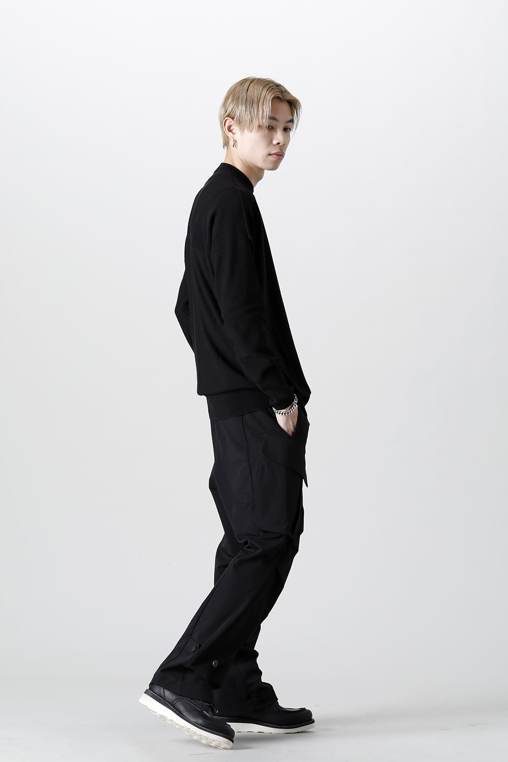 ルーズフィット ニットロングスリーブ シルク/コットン  ブラック