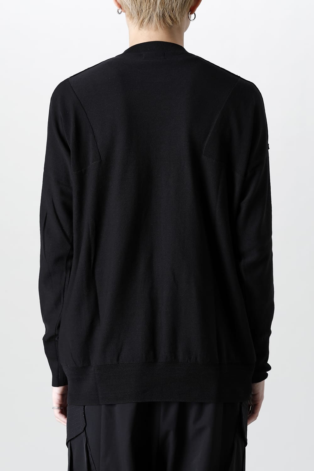 ルーズフィット ニットロングスリーブ シルク/コットン  ブラック