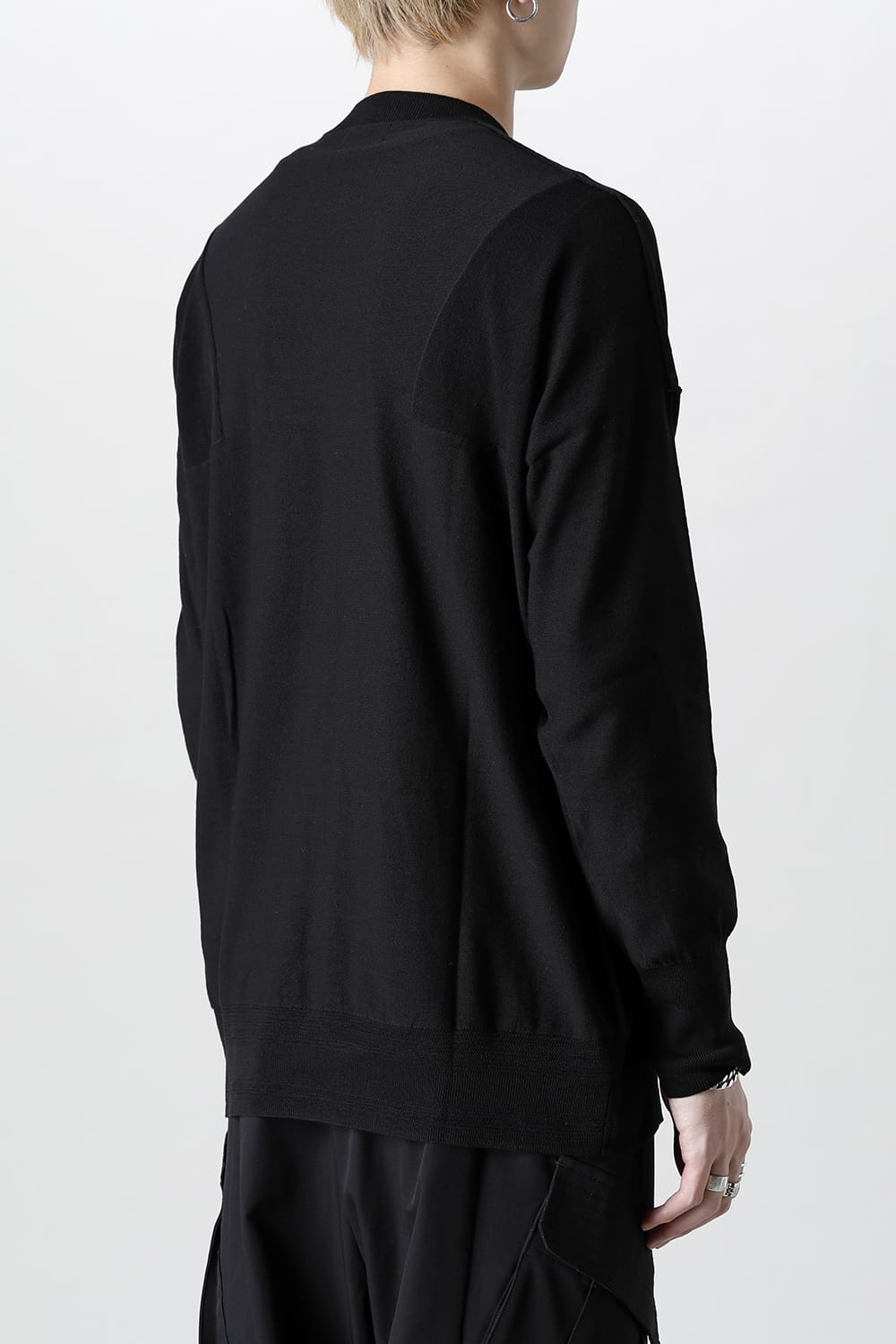 ルーズフィット ニットロングスリーブ シルク/コットン  ブラック