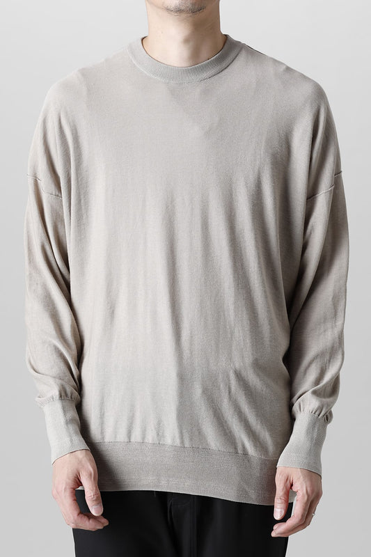 ルーズフィット ニットロングスリーブ シルク/コットン  ベージュグレー