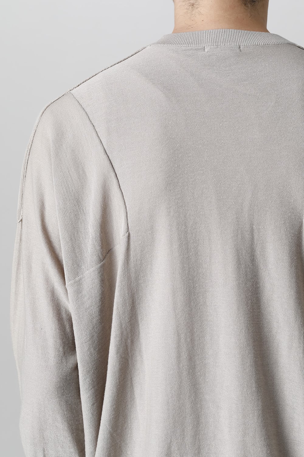 ルーズフィット ニットロングスリーブ シルク/コットン  ベージュグレー
