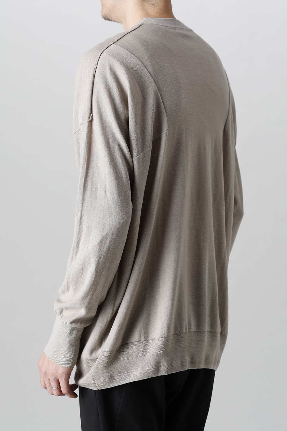 ルーズフィット ニットロングスリーブ シルク/コットン  ベージュグレー