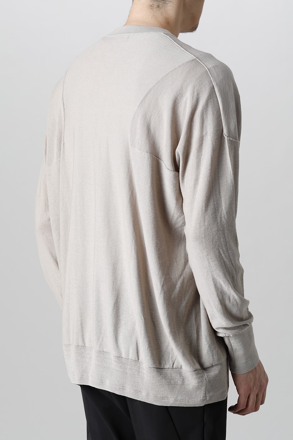 ルーズフィット ニットロングスリーブ シルク/コットン  ベージュグレー