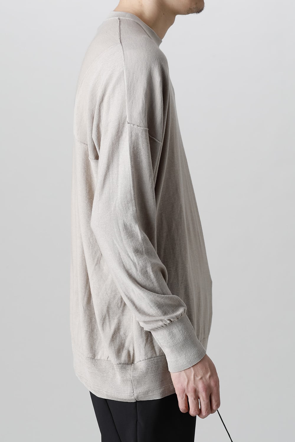 ルーズフィット ニットロングスリーブ シルク/コットン  ベージュグレー