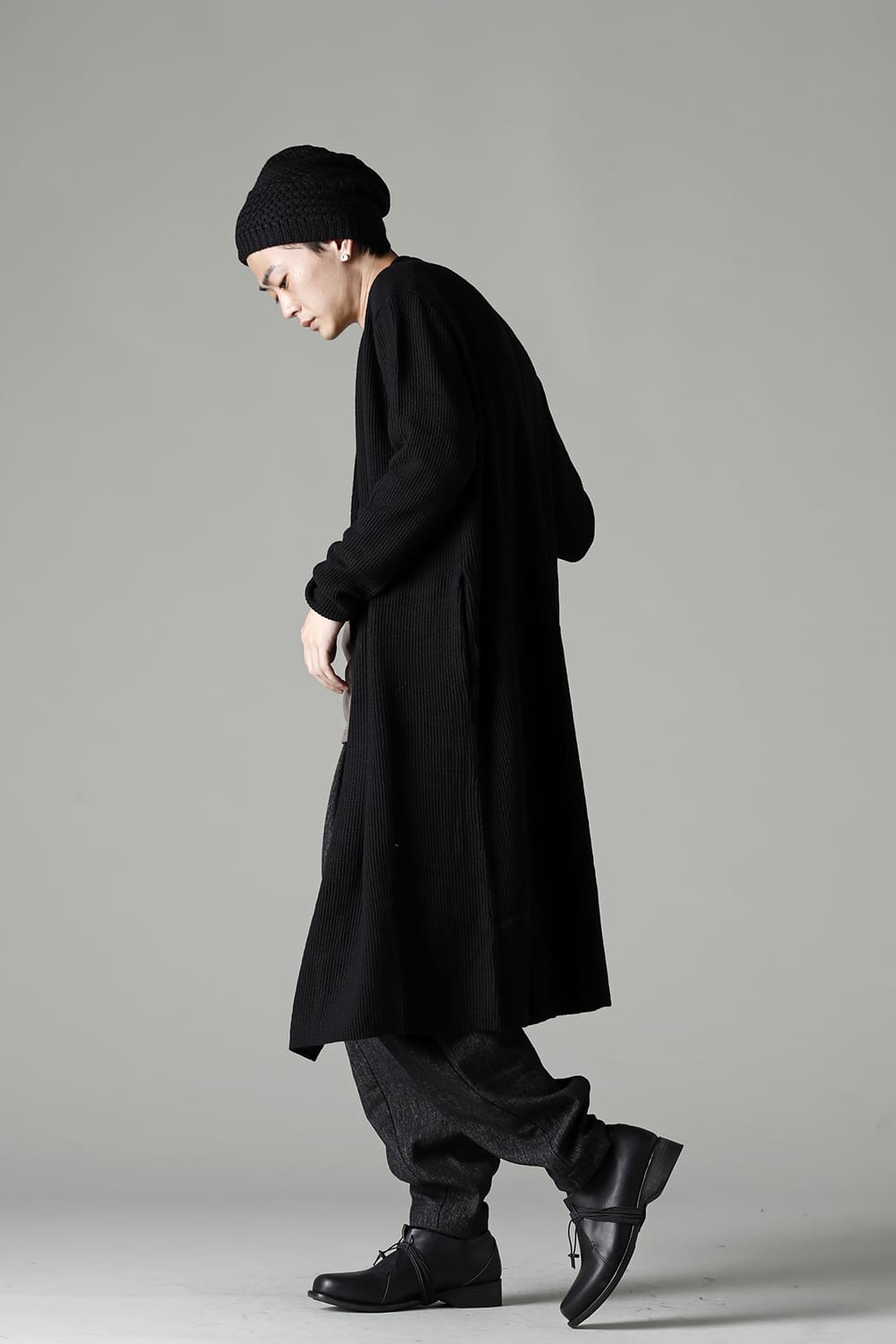 Long cardigan merino wool Black