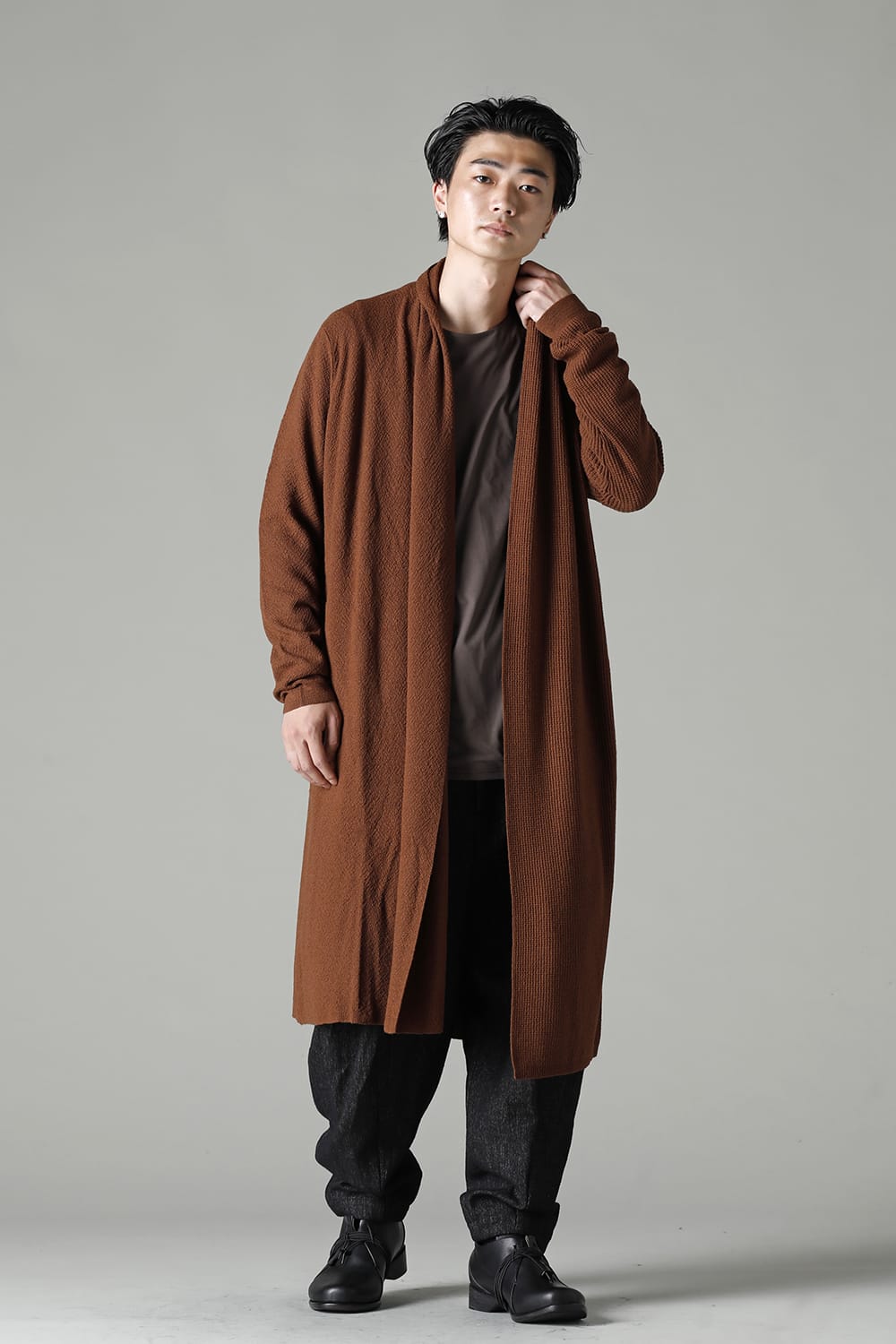 Long cardigan merino wool Camel