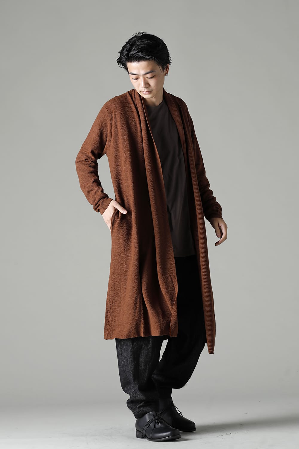 Long cardigan merino wool Camel