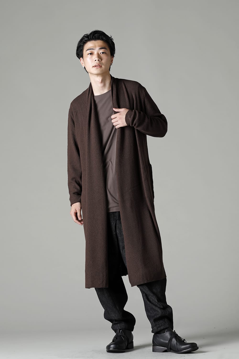 Long cardigan merino wool Chocolate