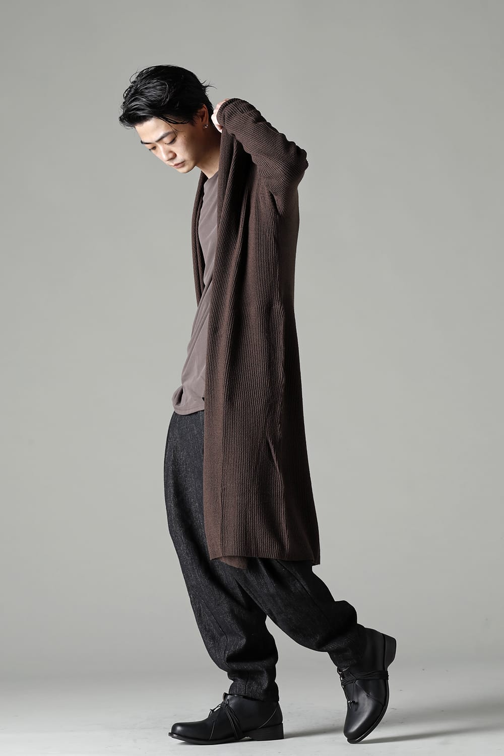 Long cardigan merino wool Chocolate