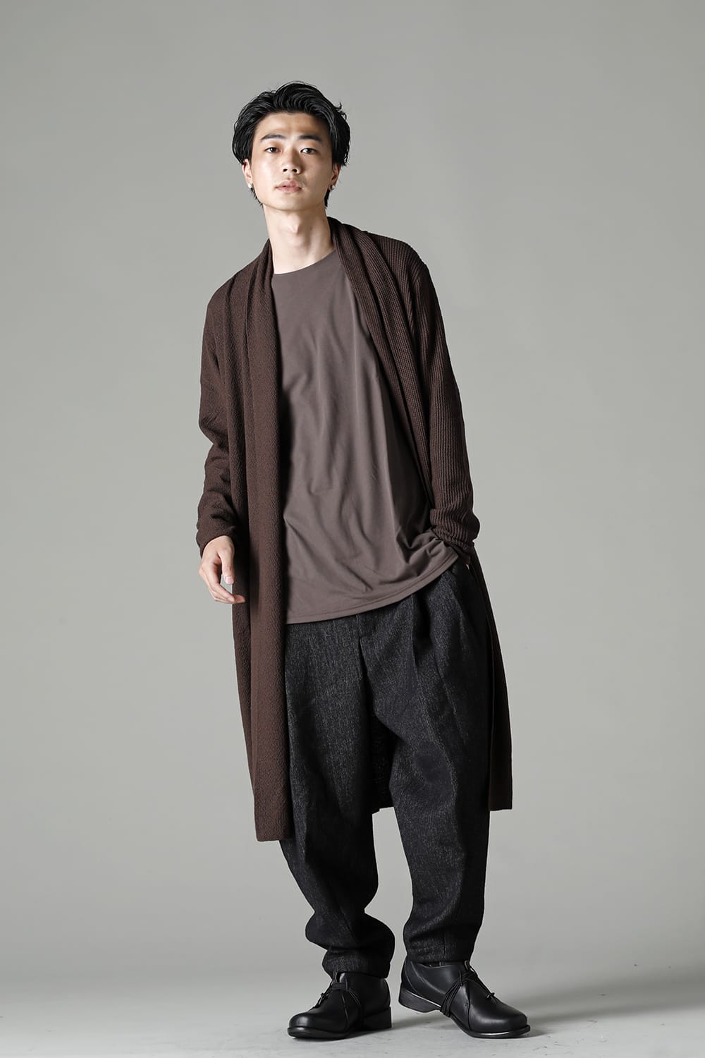 Long cardigan merino wool Chocolate