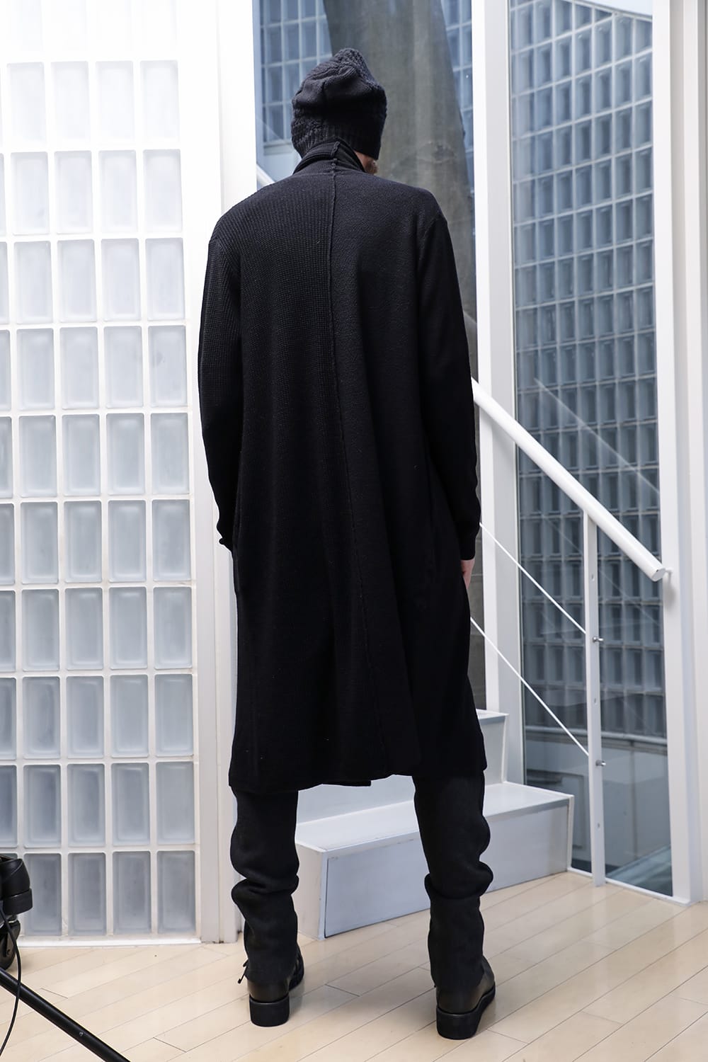Long cardigan merino wool Black