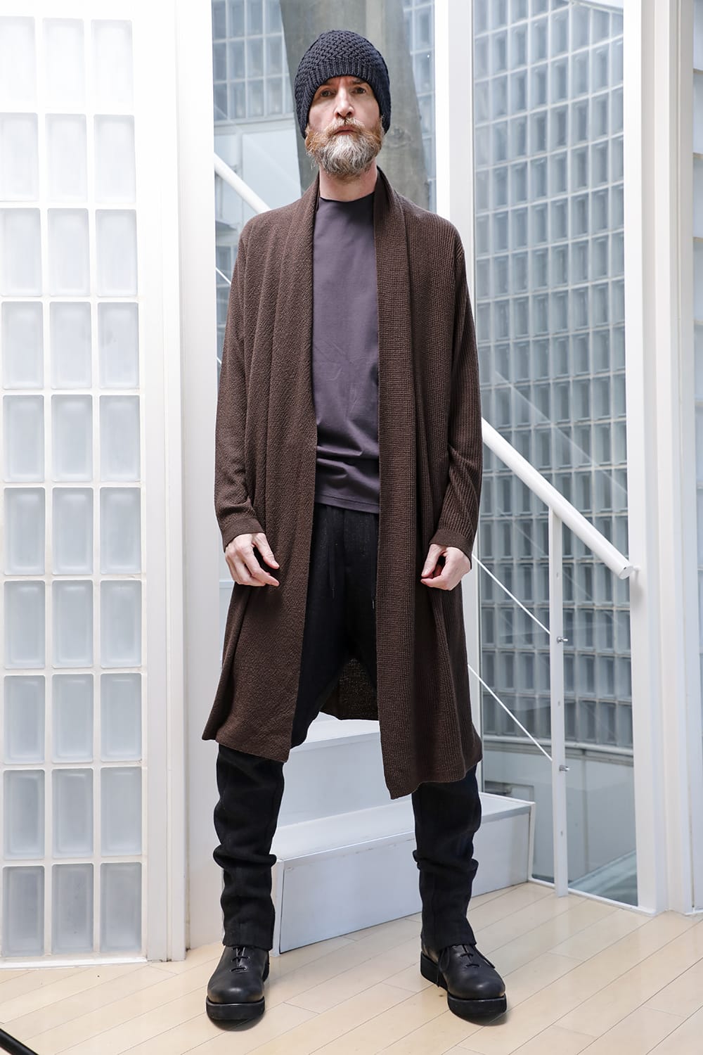 Long cardigan merino wool Chocolate