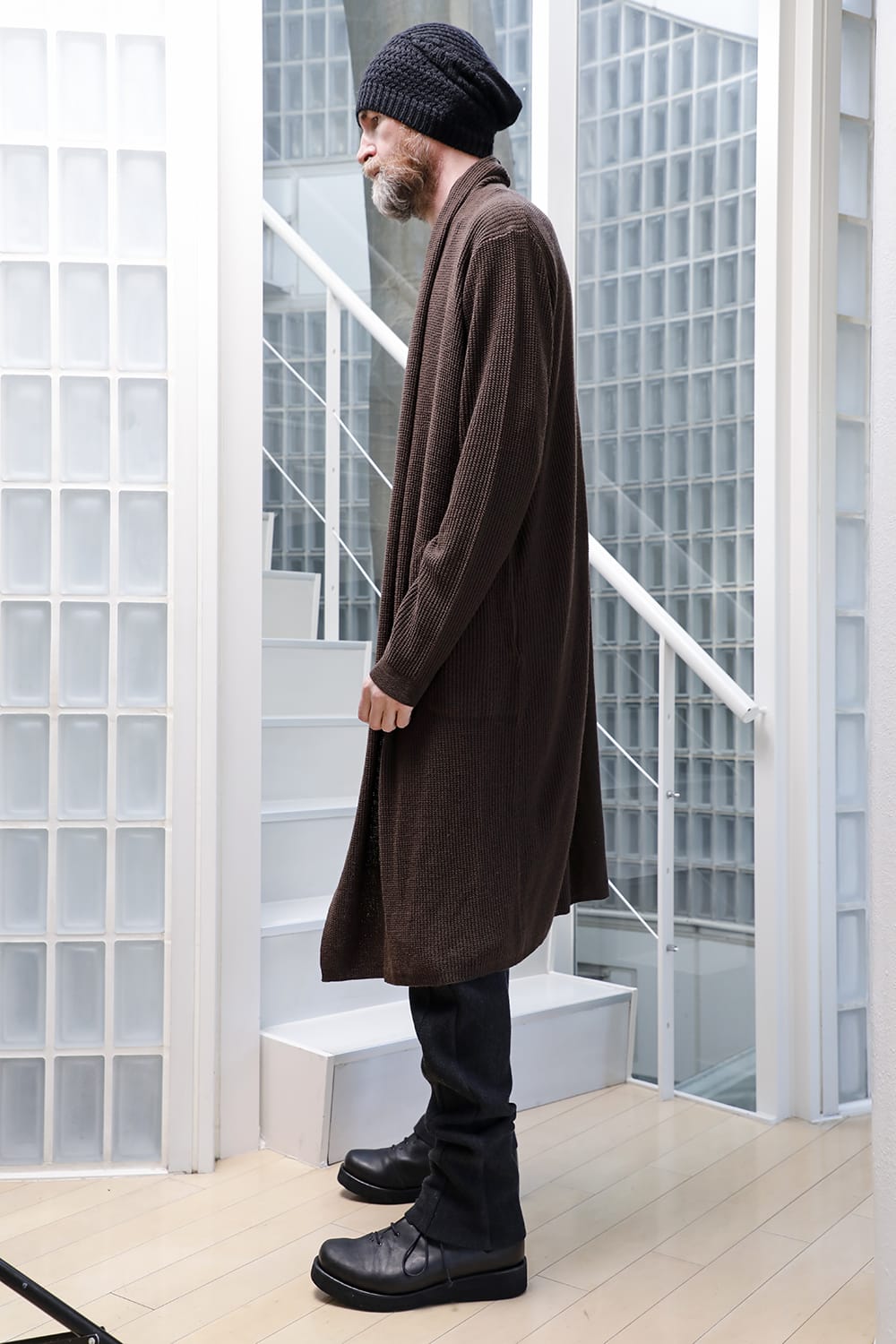 Long cardigan merino wool Chocolate