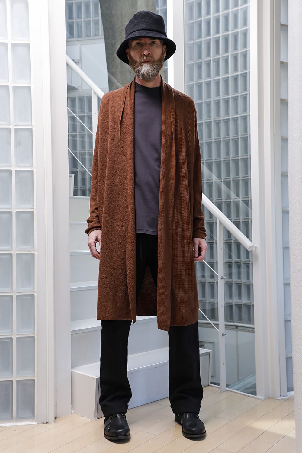 Long cardigan merino wool Camel