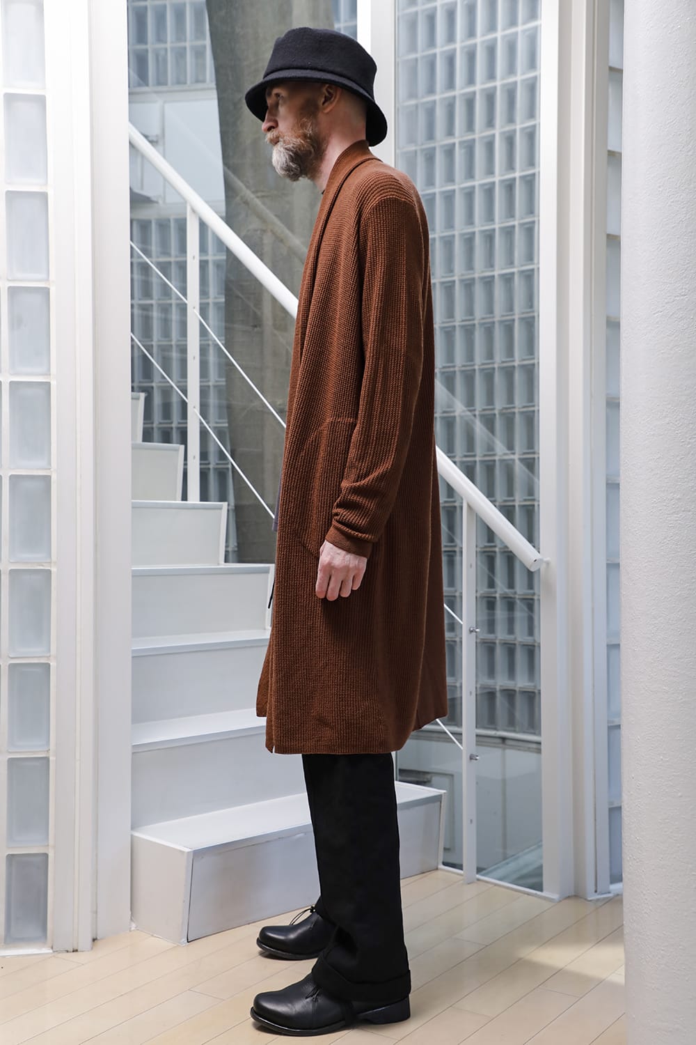 Long cardigan merino wool Camel