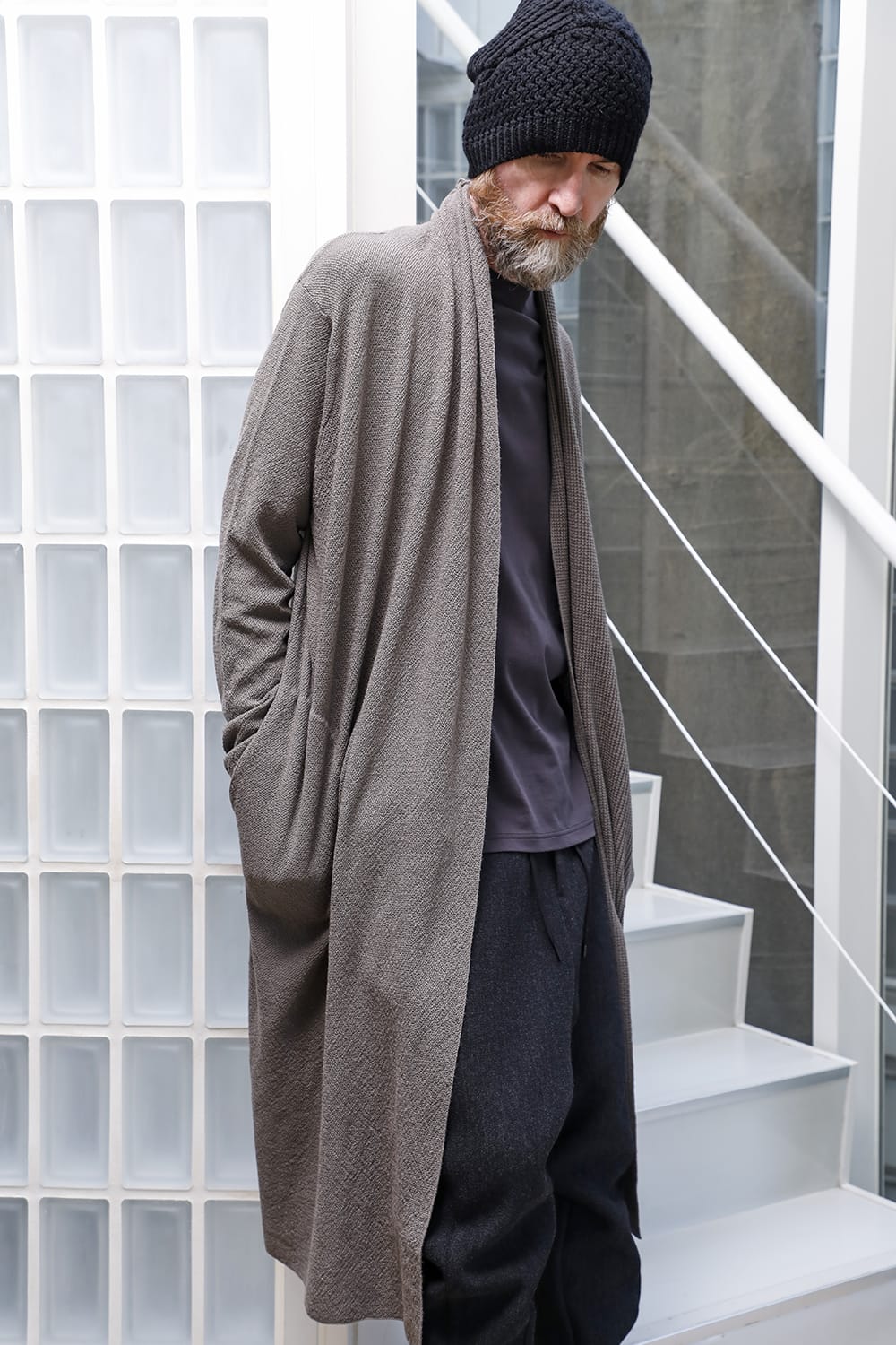 Long cardigan merino wool Gray