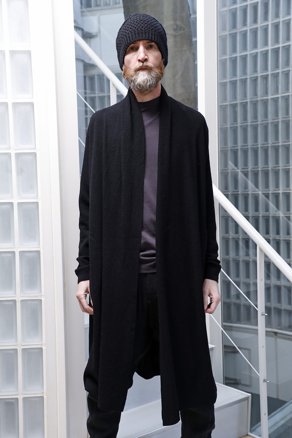 Long cardigan merino wool Black