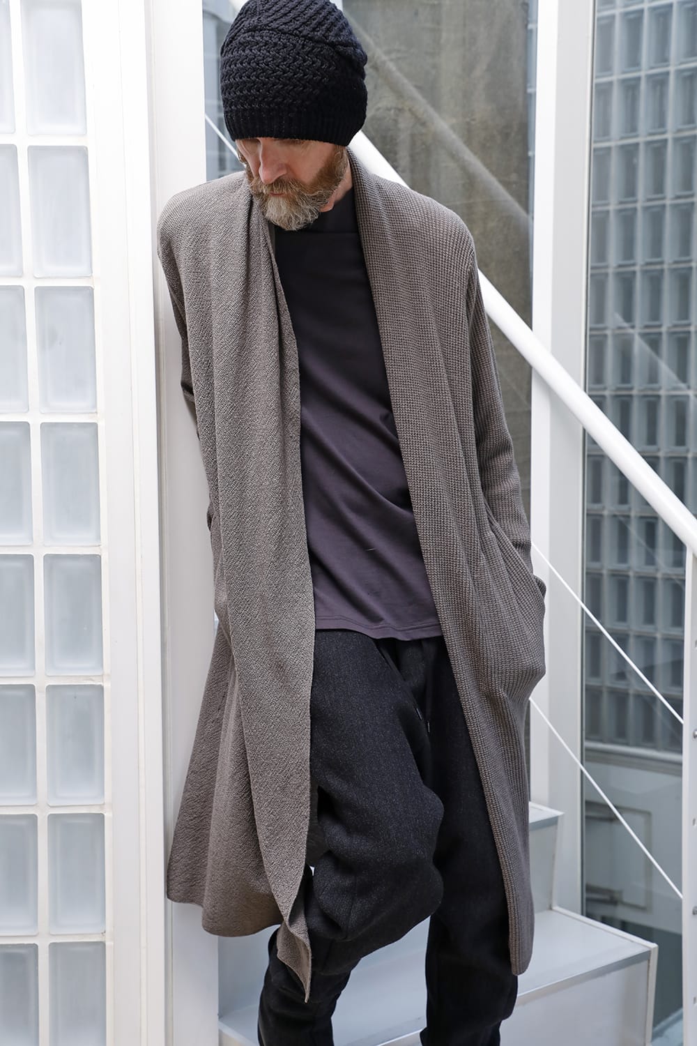 Long cardigan merino wool Gray